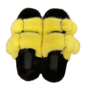 <span class=keywords><strong>Ciabatte</strong></span> da donna in vera pelliccia di <span class=keywords><strong>visone</strong></span> europeo, modello slide con tacco piatto, 100% <span class=keywords><strong>visone</strong></span>. - Product Image 3