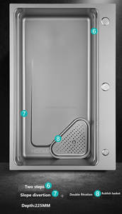 Fregadero de Cocina Moderno de Acero Inoxidable 304, Hecho a Mano, Grande, de 75*48cm, de una Sola Tina, con Diseño Multifuncional de 3 Orificios, un Juego - Product Image 3