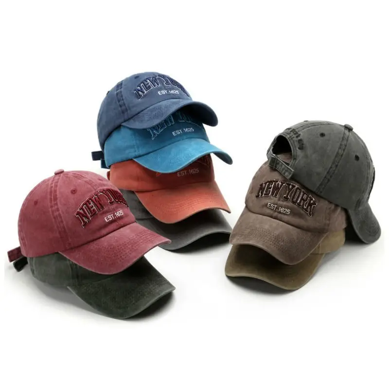 Factory Baseball Caps Wholesale Custom Embroidery Logo Cheap Worn-out Distressed Vintage Washed Baseball Cap