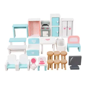 Juego de muebles de imitación de madera para niños, juguete de muñecas en miniatura, muebles creativos