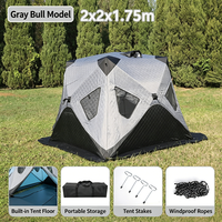 Tente de pêche sur glace thermique populaire, style pop, en tissu Oxford, avec poteaux en fibre de verre, pour 3-5 personnes, résistante au froid, chaude, pour l'hiver, à toit surélevé, facile à monter
