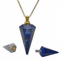 Collier en cristal naturel hexagonal poli, design original, vente en gros, pendentifs en jade, pyramide, améthyste, flacon de parfum