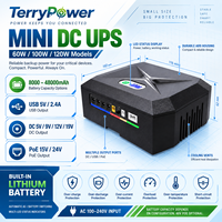 TerryPower DCP-60/100/120W Mini DC UPS Baterai Asam Timbal Cadangan 5V-19V PoE untuk Router WiFi CCTV Penggunaan Rumah Tangga 8-48Ah