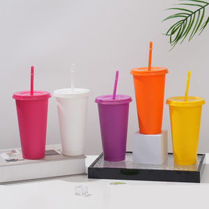 Gobelet en Plastique Réutilisable 24 oz / 710 ml, Durable et Économique, avec Couvercle et Paille, Idéal pour Fêtes, Article Vedette pour la Rentrée Scolaire - Product Image 4