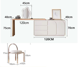 Armoire Led Blanche Mini Enfant 1 Pièce Fille Verre <span class=keywords><strong>Vintage</strong></span> Vanité Miroir Petite Coiffeuse Design Avec Coiffeuse - Product Image 6