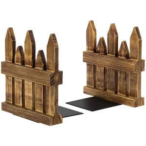 Conjunto de sujetadores de madera para libros, decoración de estilo campestre, diseño de valla, superventas, 2 juegos