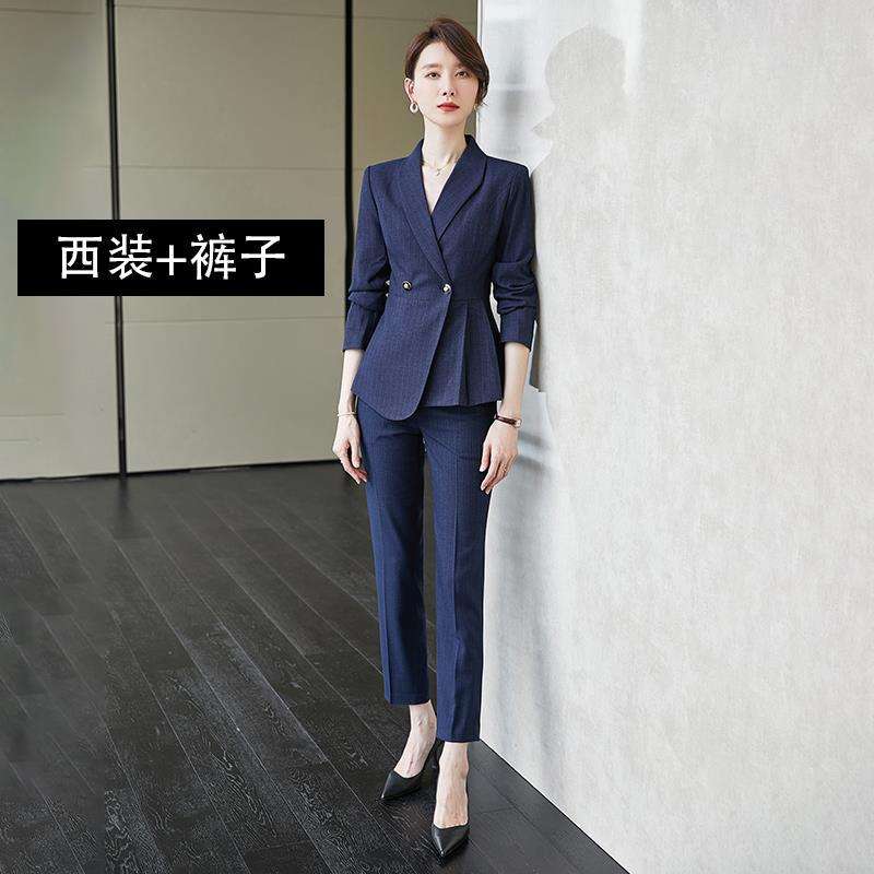 Rayures bleu tibétain (pantalon de costume à manches longues)