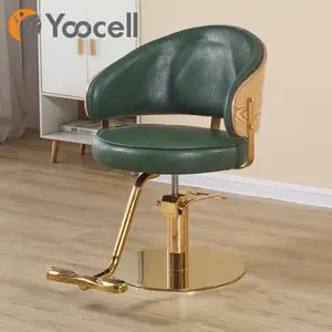 Yoocell اللون الأخضر الكلاسيكي خشب متين الإطار العتيقة صالون حلاقة تصفيف الشعر كرسي صالون للبيع