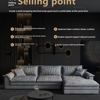 Europäischer Ecksofa im Übergröße-Format mit Chaiselongue, Doppelfunktion, Naturlatex-Füllung, Stoffbezug, Komplettset für