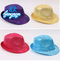 Chapeau de scène universel pour adultes et enfants, chapeau de jazz à paillettes argentées, mode, fête d'été, vente en gros