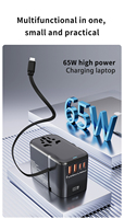 Adaptador de corriente RRTRAVEL 907-65W GaN Carga rápida con tipo C + USB Cargador de pared todo en uno para EE. UU. a UE Reino Unido AUS Asia Adaptador de viaje