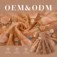 Nouveau Tissu de Luxe Respirant et Écologique en Dentelle Brodé Orange 100% Polyester, Dentelle Perlée Lourde, Dentelle en Maille à Paillettes, Mousseline 3D