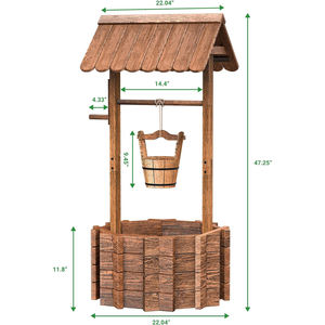 Personnalisé rustique Patio jardin ornemental extérieur <span class=keywords><strong>en</strong></span> bois souhaitant bien jardinière <span class=keywords><strong>d</strong></span>écor à la maison avec seau suspendu - Product Image 4