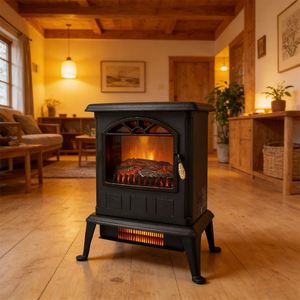 Chimenea Eléctrica Portátil de 1500W con Termostato, Llama Realista, Diseño Vintage, Leños Decorativos para Calefacción de Espacios y Esquinas - Product Image 5