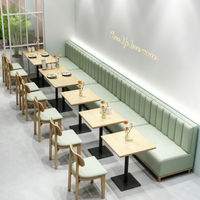 Ensemble de meubles de restaurant moderne, canapé en cuir PU, table à manger, chaises, structure en métal