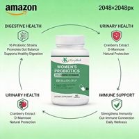 Complément alimentaire probiotique féminin Kangherb OEM en marque privée avec 50 milliards d'UFC favorisant l'équilibre intestinal, végétalien, 60 capsules
