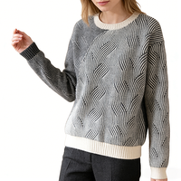 Pull rayé décontracté rétro, pull en cachemire tricoté à manches longues ample pour femmes, automne et hiver