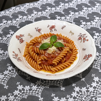 Assiette creuse en céramique de 8 pouces, motif floral vintage, avec nœud, compatible micro-ondes, pour salade et dîner, plat de service domestique pour cuisine et restaurant
