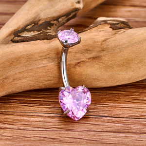 <span class=keywords><strong>Piercing</strong></span> <span class=keywords><strong>all</strong></span>'<span class=keywords><strong>Ombelico</strong></span> in Titanio G23 ASTM F136 14G con Doppio Cuore e Zirconi Incastonati, Gioiello per il Corpo da Donna alla Moda - Product Image 6