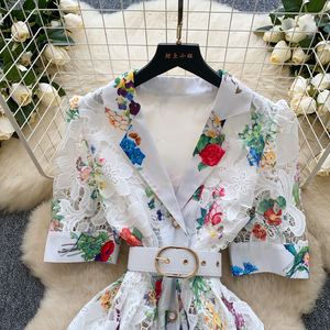 <span class=keywords><strong>Robe</strong></span> imprimée de style vintage pour femmes crochet évidé Design floral tempérament jupe <span class=keywords><strong>mi</strong></span>-<span class=keywords><strong>longue</strong></span> vêtements pour femmes - Product Image 5