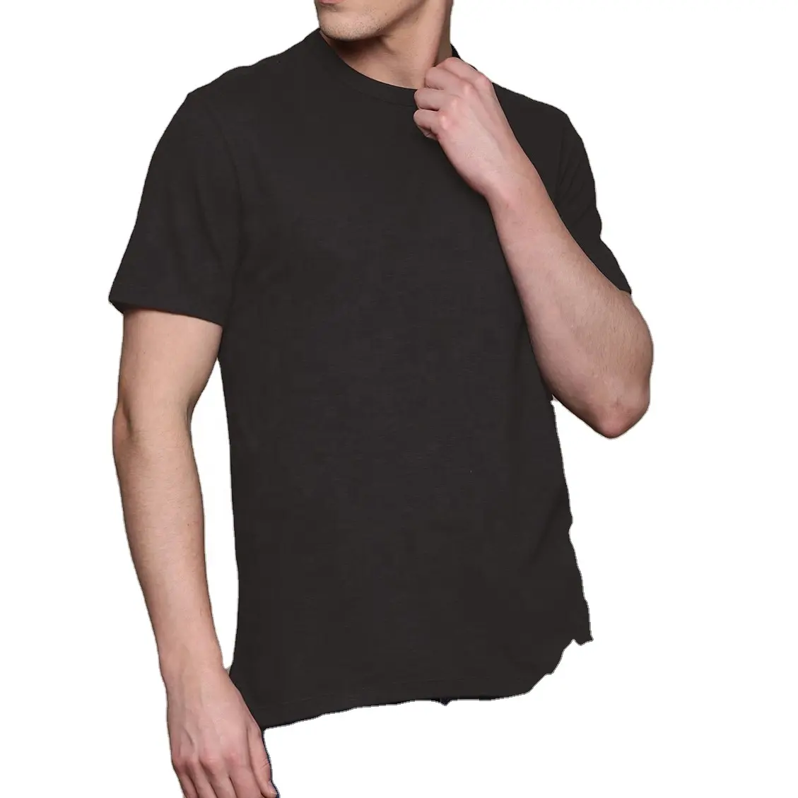 T-shirt manches courtes col roulé pour homme, noir, en vrac, tendance 2020