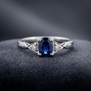Women's Fashion Blue Sapphire 925 <b>Silver</b> Rhodium Plated Classic Gemstone <b>Ring</b> with Claw Setting-Elegant Jewelry for Anniversary - Product Image 4