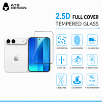 Protection d'écran en verre trempé ATB pour iPhone 18 Duo 2.5D Silk Print, compatible avec iPhone 18 Pro Max, 17 Air, 16E, 15 – Films de protection intégrale