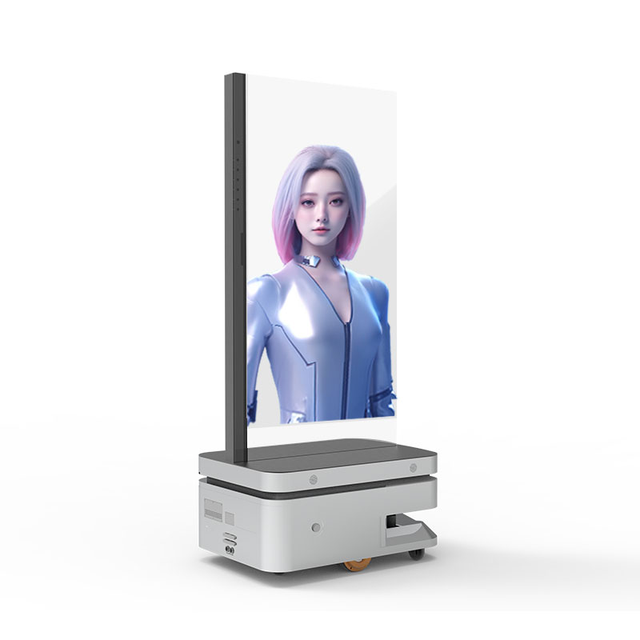 55-Inch Self-Luminous OLED Mobile Transparent Screen with USB Interface Automatic Trajectory Setting Control Advertising Robot