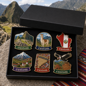 Set de Regalo de Pines Esmaltados Personalizados con Temática de Perú al por Mayor: Pines de Solapa de Machu Picchu y Llama, Souvenir Turístico, Insignia de la Civilización Inca - Product Image 1
