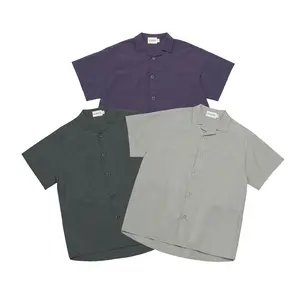 MT2581 Shirt Manufacturer Custom Logo Graphic Short Sleeve Men Vintage Work Shirt Cargo Shirts For Men