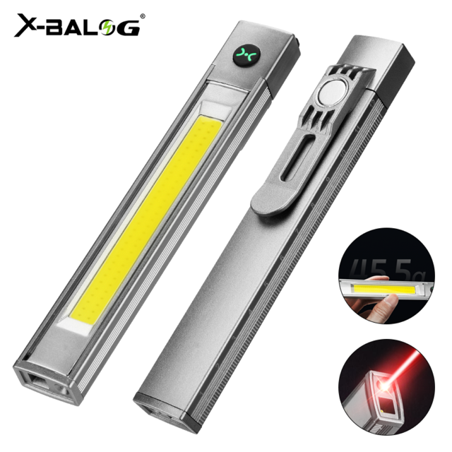 Super Bright LED Tactical Flashlight Rechargeable Laser Pointer High Lumens COB Work Light Portable Penlight