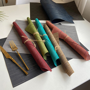 Mantel individual moderno minimalista de PVC con aislamiento térmico estilo europeo y occidental, diseño de grano de bambú, <span class=keywords><strong>para</strong></span> cocina, transfronterizo. - Product Image 4