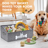 Gros Rectangle Chien Boîte À Jouets Poignée Grand Chiot Jouet Panier De Rangement Tissu Pet Fournitures Bin pour Vêtements Jouet De Stockage En Feutre