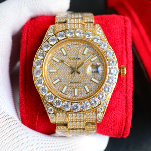 Montre VVS Moissanite Iced Out pour homme | Passes Diamond Tester, plaqué or rose, bande réglable, mouvement étanche automatique - Product Image 4