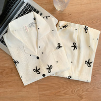 Ensemble de vêtements de détente pour femmes, printemps-automne, cardigan à col châle à manches longues et pantalon, imprimé de dessins animés mignons pour la maison et le streaming en direct