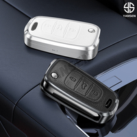 Étui de protection pliable en cuir et alliage d'aluminium personnalisé pour clés Hyundai I20 I30 Elantra Azera Veloster Kia Rio K7 K5 Sportage Sorento