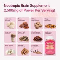 Suplemento de Gomitas con Complejo de Hongos Veganos 10 en 1, 2500mg, Marca Privada OEM, con Melena de León, Reishi y Cordyceps, para un Estado de Ánimo Tranquilo y Relajación