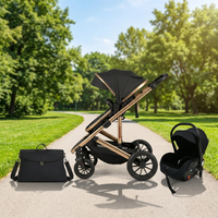Poussette 3-en-1 de luxe avec nacelle et siège auto pour nouveau-né, système de voyage, landau et poussette bébé 3-en-1