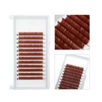 Ciglia Finte Coolpinepro Colorate e Dense da 0,03mm, Ciuffi Singoli Rotondi in Visone Marrone per Extension Ciglia001