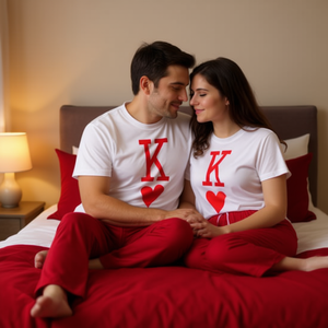 Camiseta de pijama a juego para parejas King Of Hearts y Queen Of Hearts - Product Image 3