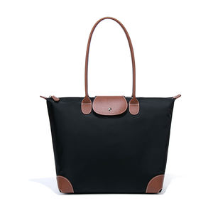 Bolso de nailon trenzado duradero, bolso hecho a mano, bolso de mano de gran capacidad para mujer, diseño de color en contraste a la moda, elegante y práctico - Product Image 6