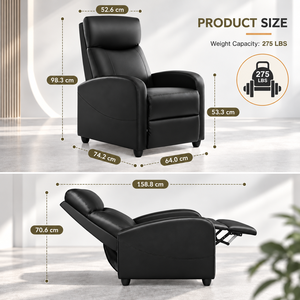 Sillón Reclinable Manual con Masaje y Calefacción, Sofá Individual Reclinable con Respaldo Alto para Sala de Estar o Cine en Casa - Product Image 2