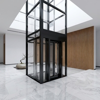 Ascenseur résidentiel MRL neuf, fiable et de haute qualité pour villa, avec porte en verre silencieuse et cabine en acier.