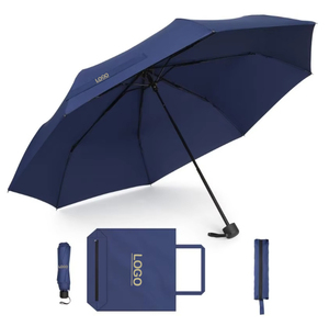 Paraguas Manual Plegable de Tres Secciones, Anti-UV, de Poliéster, Diseño Clásico, Compacto, con Bolsa de Compras, Impresión de Logotipo, Fácil de Transportar - Product Image 2