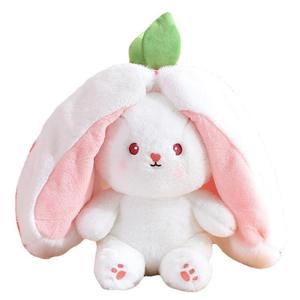 Mainan bordir penghilang stres hewan mewah Super lembut lembut mainan mewah transformasi stroberi kelinci putih untuk anak-anak grosir - Product Image 2