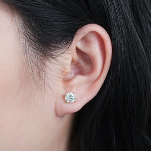 Joyería Fina, Pendientes de Moissanita con Certificado GRA, Corte Redondo Clásico, Oro de 14k sobre Cobre, de 0.3ct a 2ct, VVS, Varios Tamaños - Product Image 5
