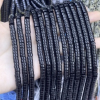 Perles plates en pierre noire 4x2mm/6x3mm, perles intercalaires en pierres précieuses hautement polies pour la fabrication de colliers et bijoux faits à la main, vente en gros