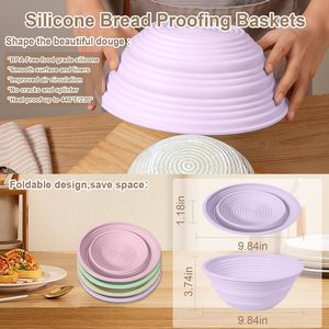 Silicone Bread Proofing Baskets <b>Set</b> of 4 Colors for Home <b>Baking</b> Fermentation Dough Rising Dishwasher Safe - Product Image 3