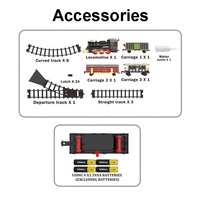 Ensemble de train électrique pour enfants, train à vapeur avec effets de fumée, locomotive à vapeur simulée, kit de chemin de fer avec lumières et sons