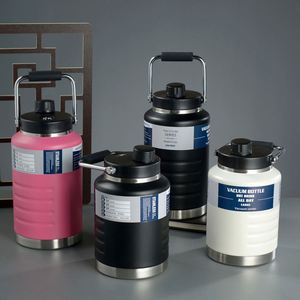Thermos de voyage portable grande capacité 1500ml 2000ml avec couvercle, en acier inoxydable, tasse isotherme moderne à design droit, maintient au chaud 6 heures - Product Image 3
